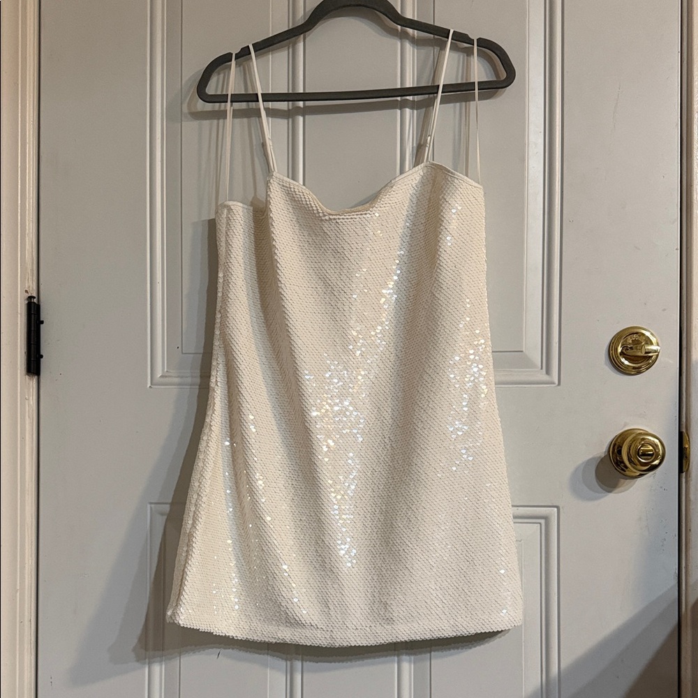 Abercrombie & Fitch Cream Sequin Strapless Dress
